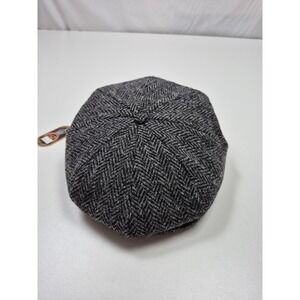 Christys' London Hat Newsboy Cap Mens M Gray Herringbone Tweed UK Peaky Blinders